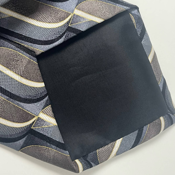 VTG Gallant Silk Tie Neutral Retro MCM  Black Brown Tan Cream Silver Gray - Picture 8 of 13